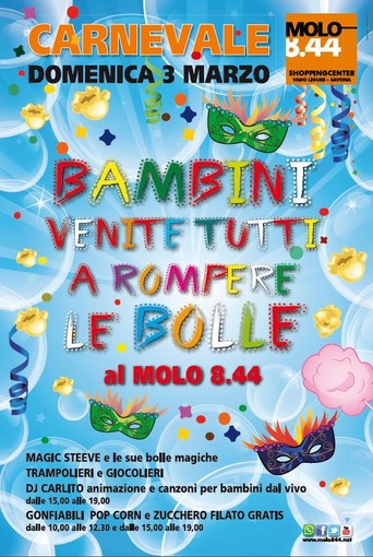 Bambini e bolle: è tempo di Carnevale al Molo 8.44
