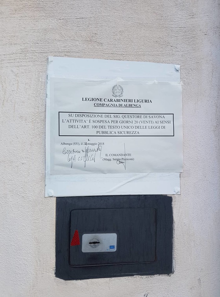 Il Questore dispone la chiusura per 20 giorni del Circolo in via del Roggetto Il Questore dispone la chiusura per 20 giorni del Circolo in via del Roggetto