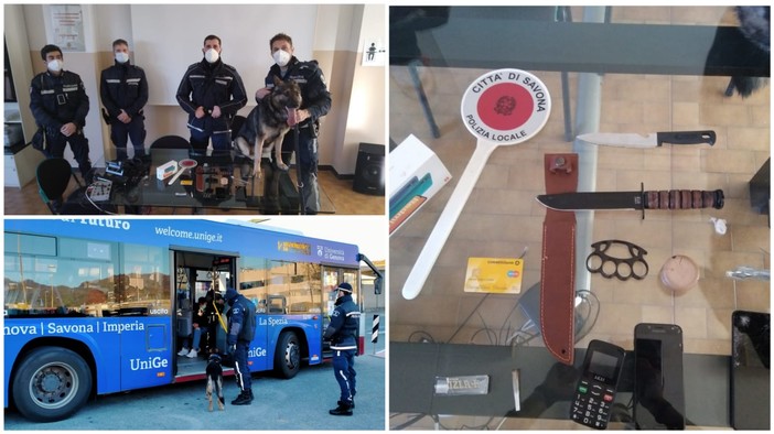 Controlli sui bus da parte della Polizia Locale: studente sorpreso con sostanze stupefacenti, coltello e tirapugni (FOTO) Controlli sui bus da parte della Polizia Locale: studente sorpreso con sostanze stupefacenti, coltello e tirapugni (FOTO)