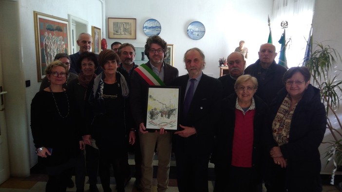 Il pittore Beppe Ricci dona un quadro ad Albissola Marina Il pittore Beppe Ricci dona un quadro ad Albissola Marina
