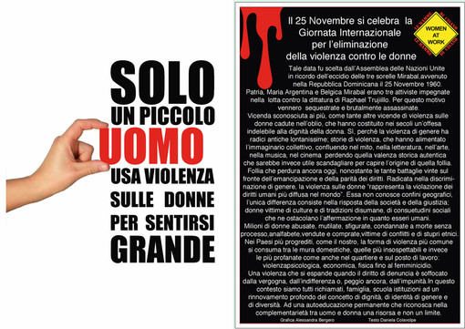 L’Associazione “Women at Work-Le Mamme di Cisano” contro la violenza sulle donne L’Associazione “Women at Work-Le Mamme di Cisano” contro la violenza sulle donne