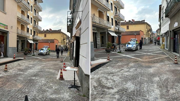 Carcare, rotto il tubo di un mezzo della nettezza urbana: si imbrattano i muri degli edifici