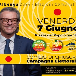 Albenga, il 7 giugno Riccardo Tomatis chiude la campagna elettorale in piazza del Popolo Albenga, il 7 giugno Riccardo Tomatis chiude la campagna elettorale in piazza del Popolo