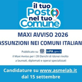 Assunzioni nei Comuni, al via il Maxi Avviso ASMEL 2026: 39 profili e candidature online dal 15 settembre