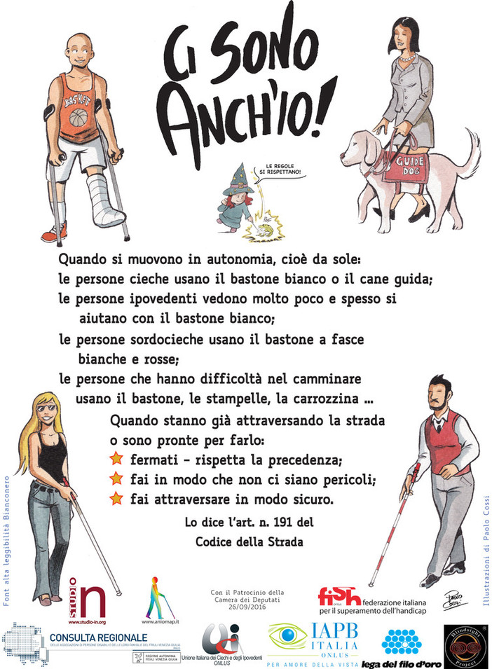 "Ci sono anch'io" poche regole ed indicazioni da diffondere per rispettare i diritti dei non vedenti