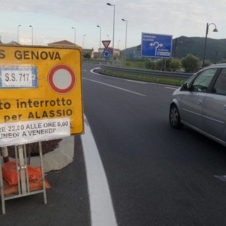 Chiusura notturna dell’Aurelia bis verso Alassio per lavori di restyling