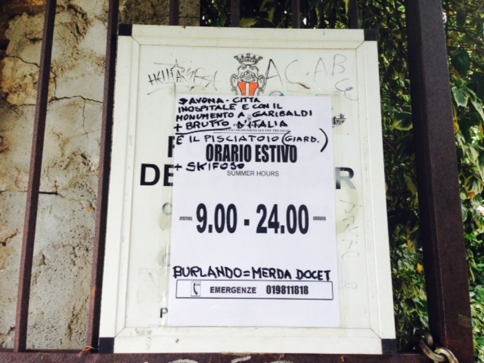 Savona, il Priamar tra bellezza e atti vandalici: arrivano anche gli insulti