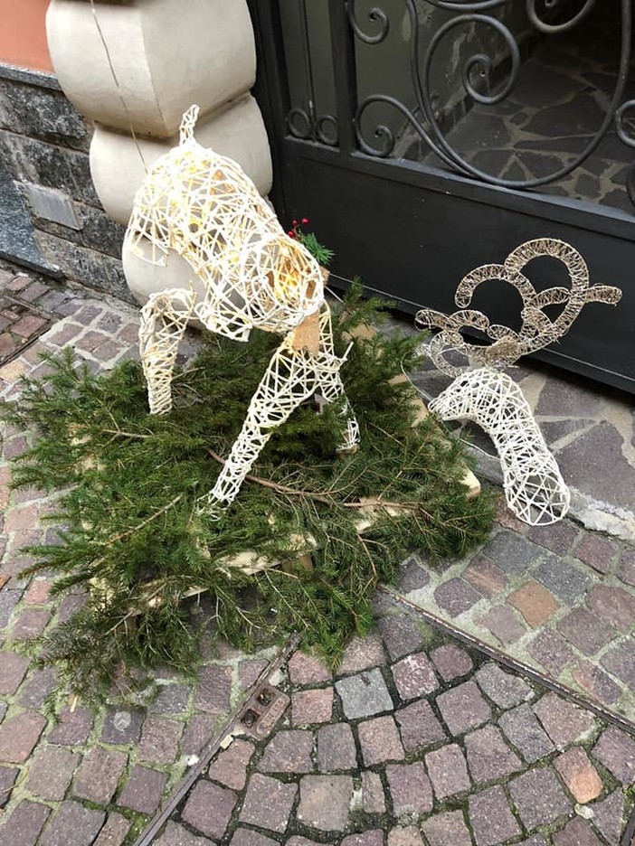 Distrutte decorazioni natalizie nel centro di Carcare, sindaco De Vecchi: "Indagini avviate, non escludiamo applicazione del Daspo" (FOTO)