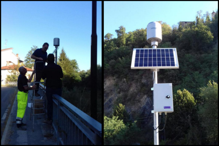 Dego, nuovo pluviometro sul ponte in via Martiri della Libertà
