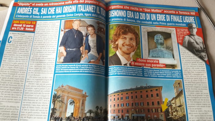 Origini finalesi per Andrés Gil, Tomas di Don Matteo, pronipote del generale Enrico Caviglia Origini finalesi per Andrés Gil, Tomas di Don Matteo, pronipote del generale Enrico Caviglia