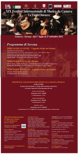 Musica classica, a Savona "Le Vie del Barocco"