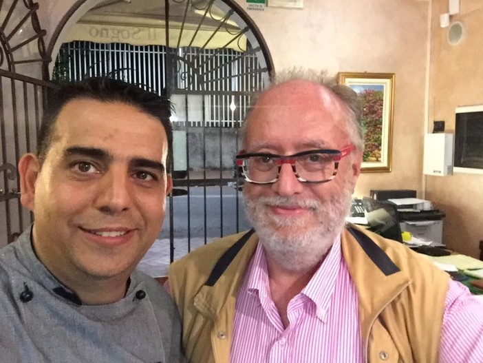Il critico gastronomico Edoardo Raspelli al ristorante "Il Sogno" di Finale
