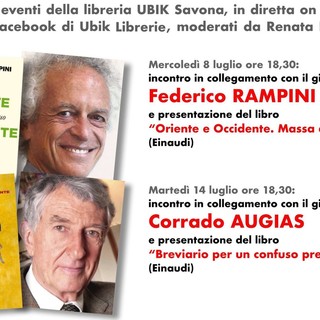 Eventi Ubik in diretta on line: l'8 luglio con Corrado Augias e il 14 luglio con Federico Rampini