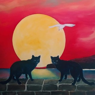 “Gatti neri”, opera del pittore braidese Franco Gotta “Gatti neri”, opera del pittore braidese Franco Gotta