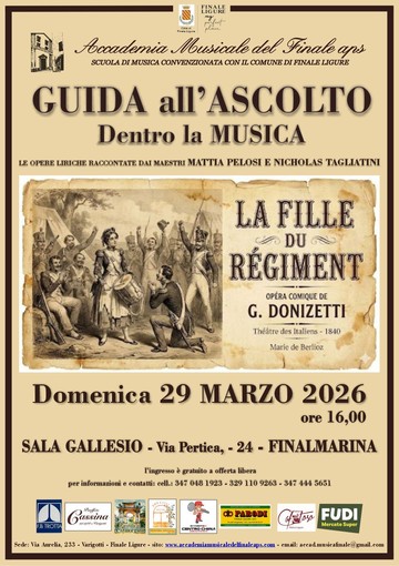 Accademia del Finale: il 29 marzo "La figlia del reggimento" di Donizzetti con il maestro Nicholas Tagliatini Accademia del Finale: il 29 marzo "La figlia del reggimento" di Donizzetti con il maestro Nicholas Tagliatini