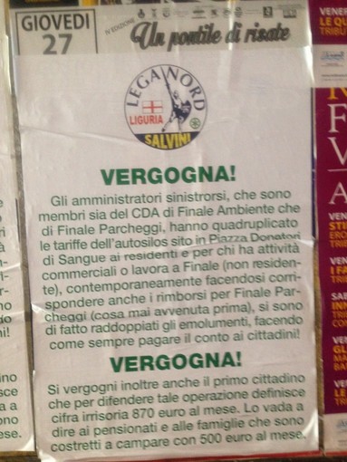 A Finale la Lega attacca l'amministrazione: "Vergogna sui doppi emolumenti di Finale Ambiente e Parcheggi" A Finale la Lega attacca l'amministrazione: "Vergogna sui doppi emolumenti di Finale Ambiente e Parcheggi"