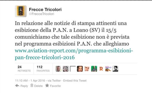 A rischio l'Air Show delle Frecce Tricolori di Loano, news del primo aprile A rischio l'Air Show delle Frecce Tricolori di Loano, news del primo aprile