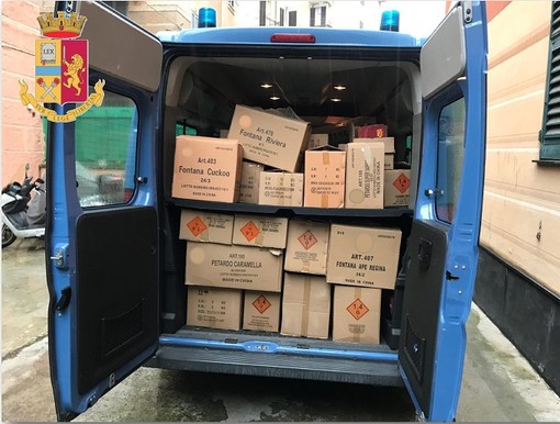 Vado Ligure, la polizia di stato sequestra un quintale di artifizi pirotecnici