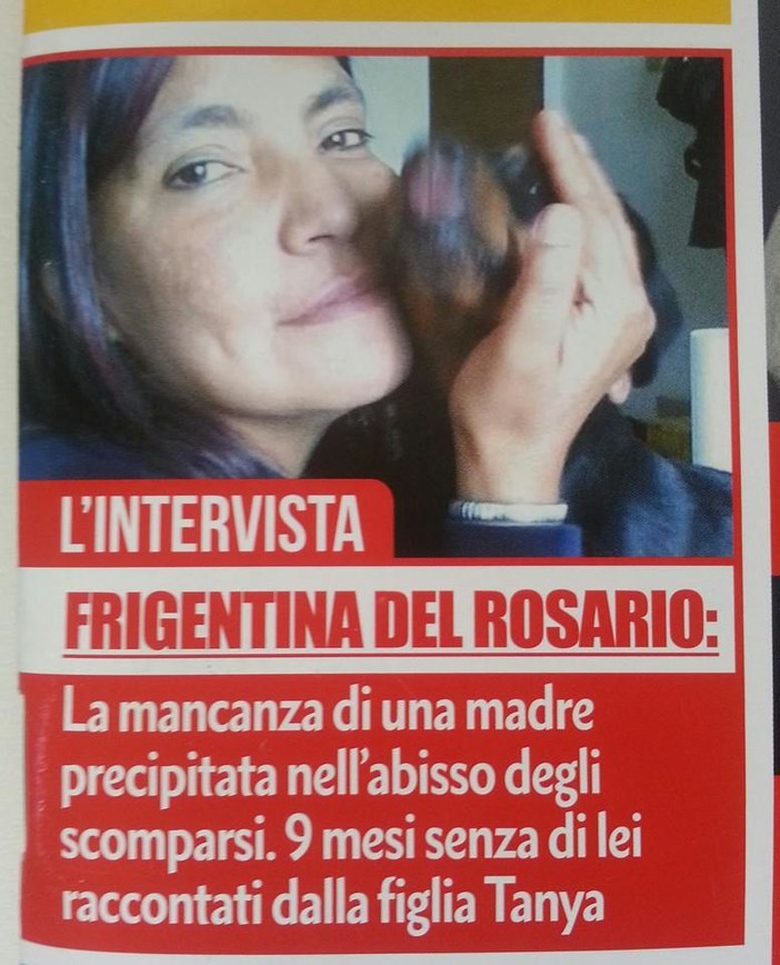 La storia di Frigentina del Rosario scomparsa a Vendone lo scorso 2 febbraio sulla rivista "Scomparsi"