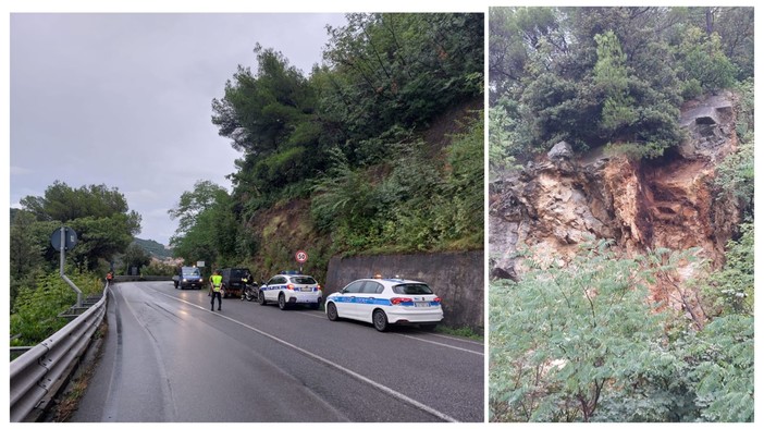 Grossi massi staccatisi dalla parete sulla Sp490 tra Finale e Gorra Grossi massi staccatisi dalla parete sulla Sp490 tra Finale e Gorra