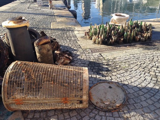 Massa di rifiuti ritrovati nei fondali della darsena savonese: pneumatici, water e bottiglie convivono con le bellezze della fauna marina Massa di rifiuti ritrovati nei fondali della darsena savonese: pneumatici, water e bottiglie convivono con le bellezze della fauna marina