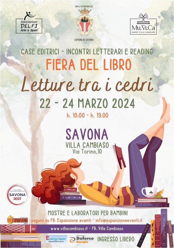 A Savona la prima edizione della Fiera del libro “ Letture tra i cedri” A Savona la prima edizione della Fiera del libro “ Letture tra i cedri”