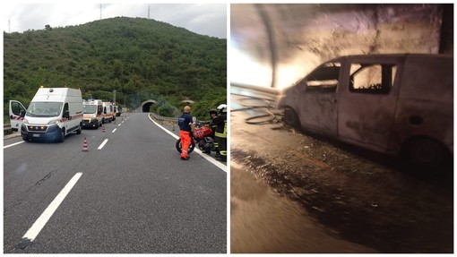 Furgone in fiamme sulla A10 tra Albenga e Andora: autostrada chiusa, sei le persone intossicate