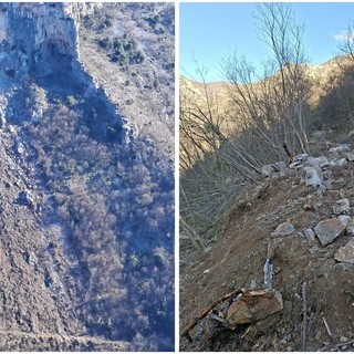 Toirano, frana sul Monte San Pietro: vietati accesso e transito nel tratto iniziale del sentiero Antica Via della Valle
