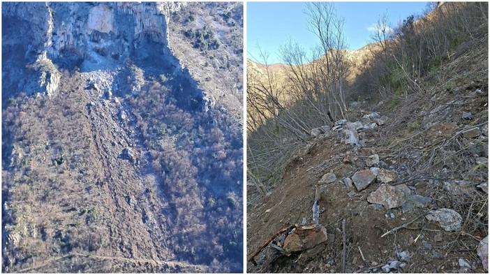 Toirano, frana sul Monte San Pietro: vietati accesso e transito nel tratto iniziale del sentiero Antica Via della Valle