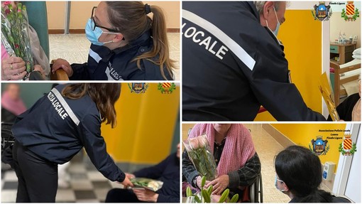 Loano, i fiori sequestrati donati dalla Polizia Locale agli anziani della casa di riposo Ramella: "Un momento speciale"