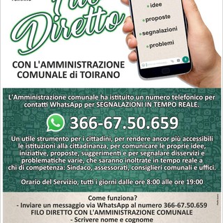 Toirano, attivato un nuovo servizio di messaggistica: i cittadini potranno inviare le proprie segnalazioni in tempo reale