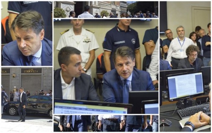 Genova: il Premier "5 milioni di euro per i primi interventi e revoca della concessione ad Autostrade per l'Italia" (Foto e Video)