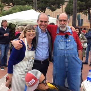 Lo chef Giorgione nella piana di Albenga per registrare le puntate televisive di "Gambero Rosso"