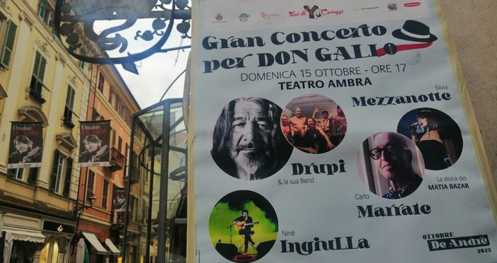 Ottobre De André, ricordi, emozioni e canzoni all’Ambra: Albenga pronta per il Gran Concerto per don Gallo Ottobre De André, ricordi, emozioni e canzoni all’Ambra: Albenga pronta per il Gran Concerto per don Gallo