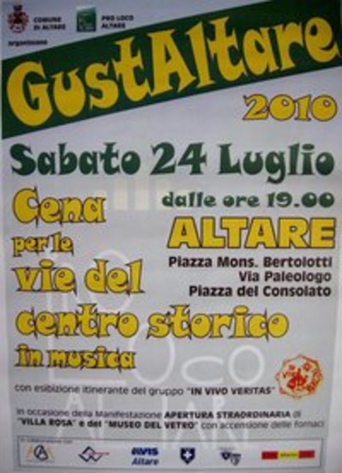 Altare: domani "GustAltare", cena per le vie del centro Altare: domani "GustAltare", cena per le vie del centro