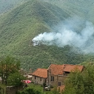 Ancora fiamme nell'entroterra ingauno: rogo nei boschi di Zuccarello (FOTO)