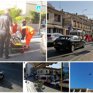San Bartolomeo al Mare, grave incidente sulla via Aurelia: donna travolta da uno scooter trasportata al Santa Corona