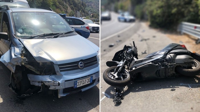 Auto contro moto nelle curve tra Alassio e Albenga, centauro in codice giallo al Santa Corona