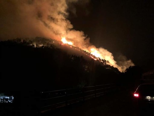 Ancora attivo l'incendio boschivo ad Orco Feglino: in arrivo i mezzi aerei (FOTO e VIDEO)