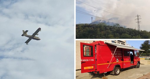 Incendio tra Borghetto e Toirano: arrivati anche i canadair Incendio tra Borghetto e Toirano: arrivati anche i canadair