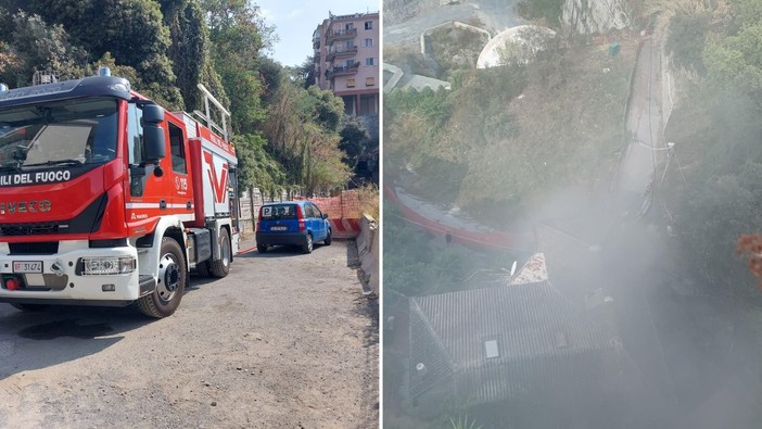Savona, in fiamme un motorino sotto carica, intervento dei Vigili del fuoco Savona, in fiamme un motorino sotto carica, intervento dei Vigili del fuoco
