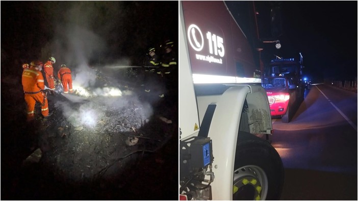 Incendio boschivo nella notte sulle alture del Finalese: fiamme nella zona delle Manie Incendio boschivo nella notte sulle alture del Finalese: fiamme nella zona delle Manie