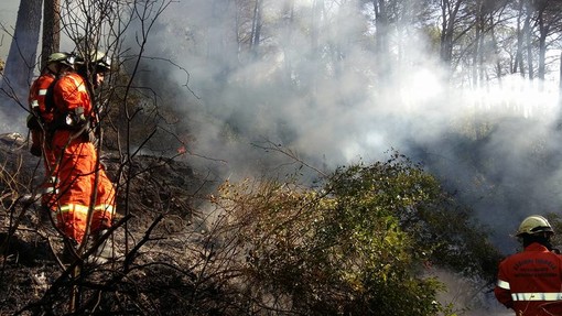 Incendio boschivo a Stellanello: intervento dell'Aib dell'Unione dei Comuni di Val Merula e Montarosio per spegnere i nuovi focolai Incendio boschivo a Stellanello: intervento dell'Aib dell'Unione dei Comuni di Val Merula e Montarosio per spegnere i nuovi focolai