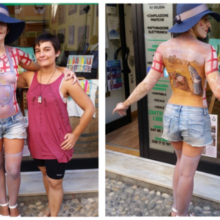 Carcare, l'artista Monica Porro porta il suo body painting all'Antica Fiera del Bestiame