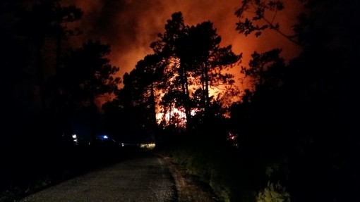 Incendio a Feglino: continua il presidio dei vigili del fuoco