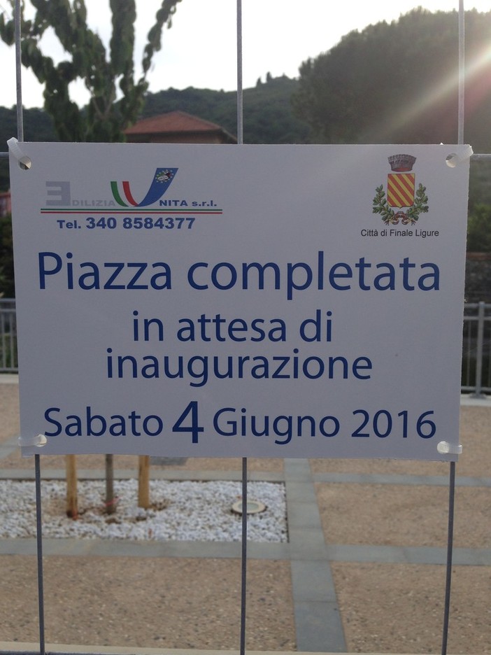 Finale Ligure, domani l'inaugurazione di piazza Inegagge a Calvisio Finale Ligure, domani l'inaugurazione di piazza Inegagge a Calvisio