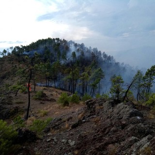 Incendio boschivo a Sassello: si preannuncia una notte di lavoro per Vigili del Fuoco e volontari