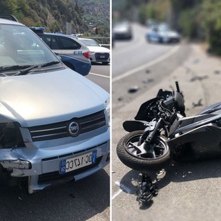 Auto contro moto nelle curve tra Alassio e Albenga, centauro in codice giallo al Santa Corona