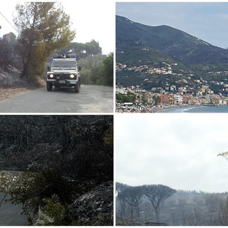 Alassio, domato l'incendio sulla collina tra Cavia e Santa Croce: avviate le fasi di bonifica (FOTO e VIDEO)