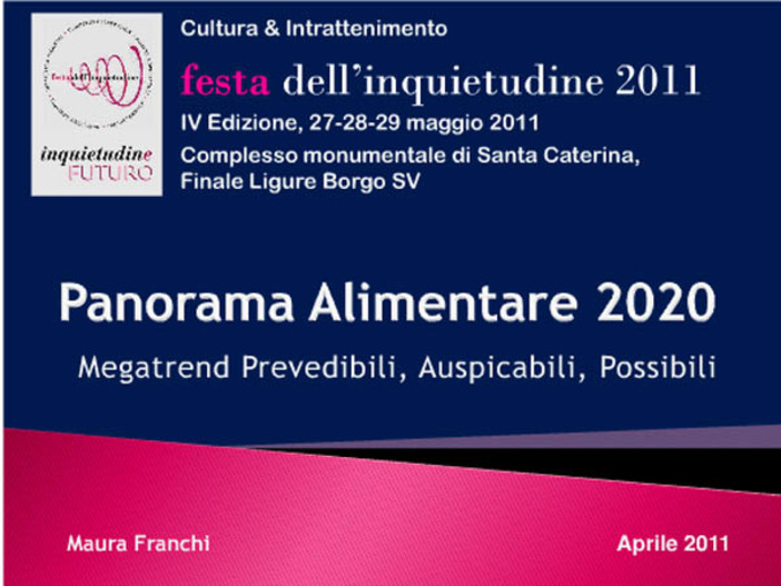Panorama alimentare 2020: se ne parla a Finale ligure Panorama alimentare 2020: se ne parla a Finale ligure